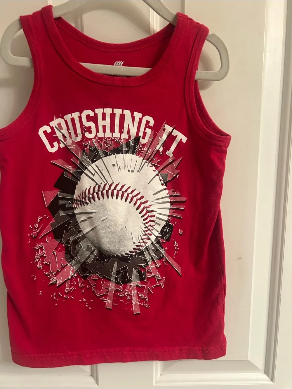 Boys The Children's Place Red Tank Top with Baseball Graphic